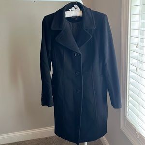 Anne Klein Long Wool Black Peacoat